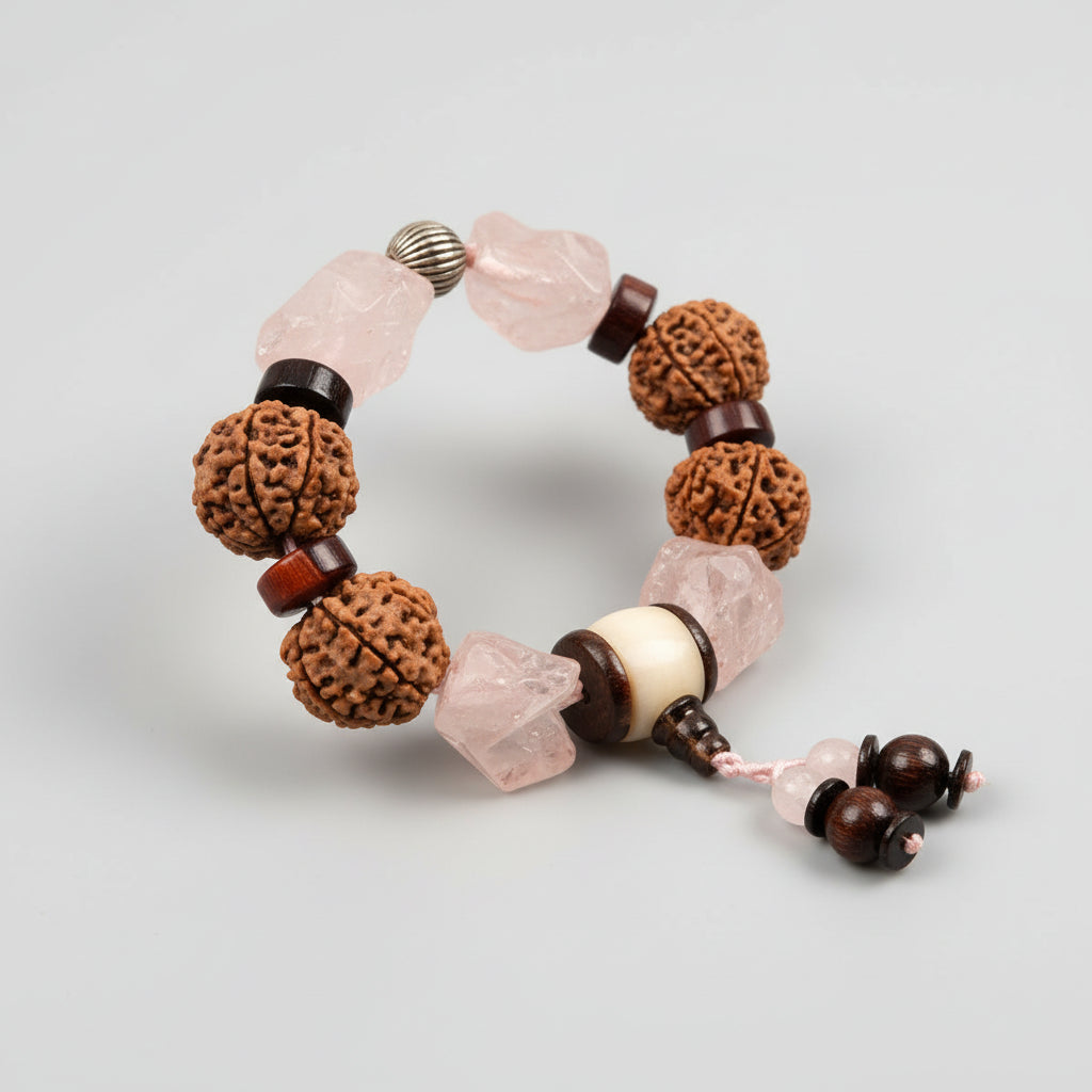 7 Mukhi and Rose Quartz Gemstone Bracelet