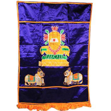 Temple Curtain Nandi and Shivling Design-Red