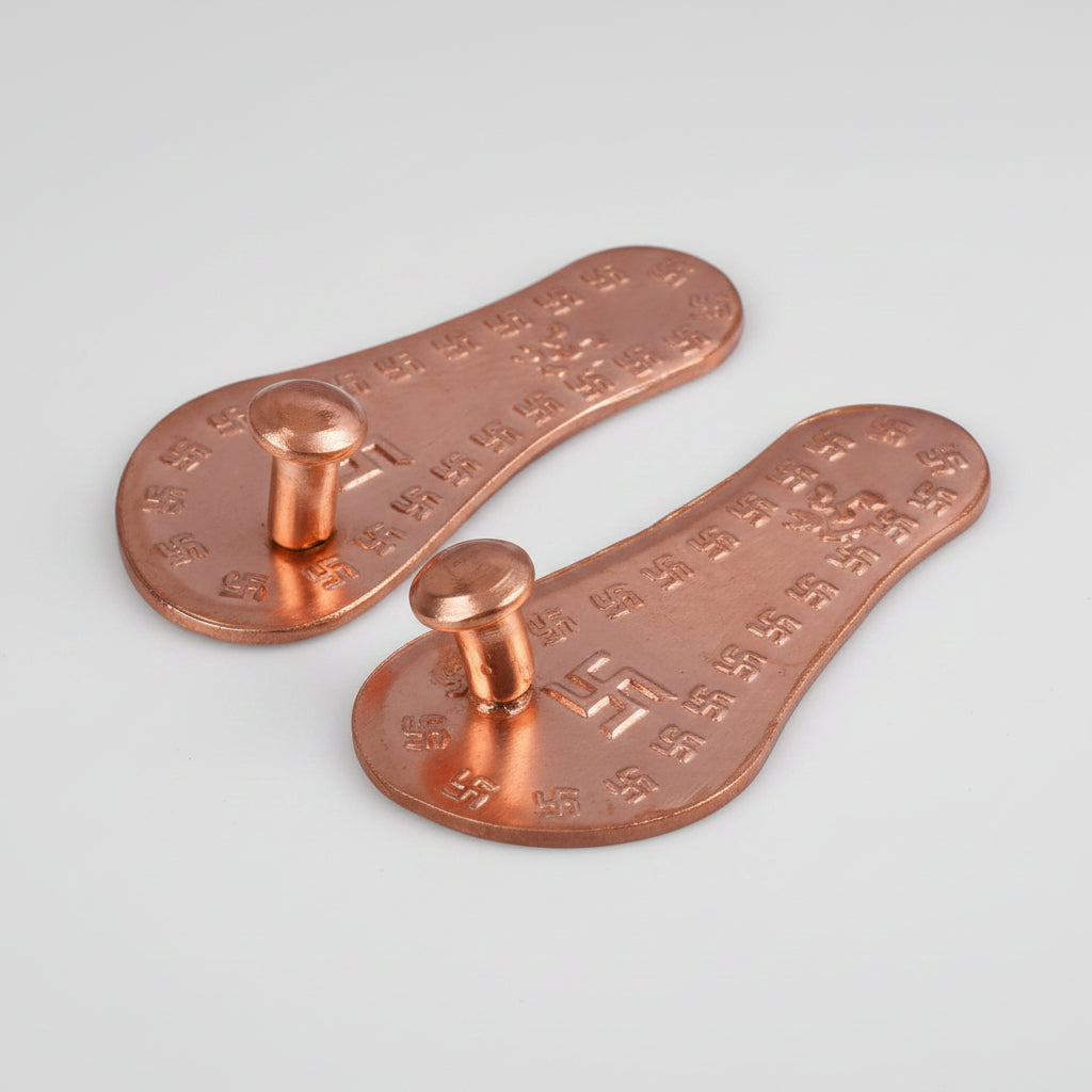 Om Swastika Charan Paduka-Copper Finish