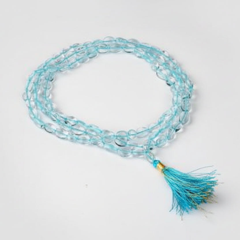 Blue Topaz Mala Oval Beads-108+1 Beads