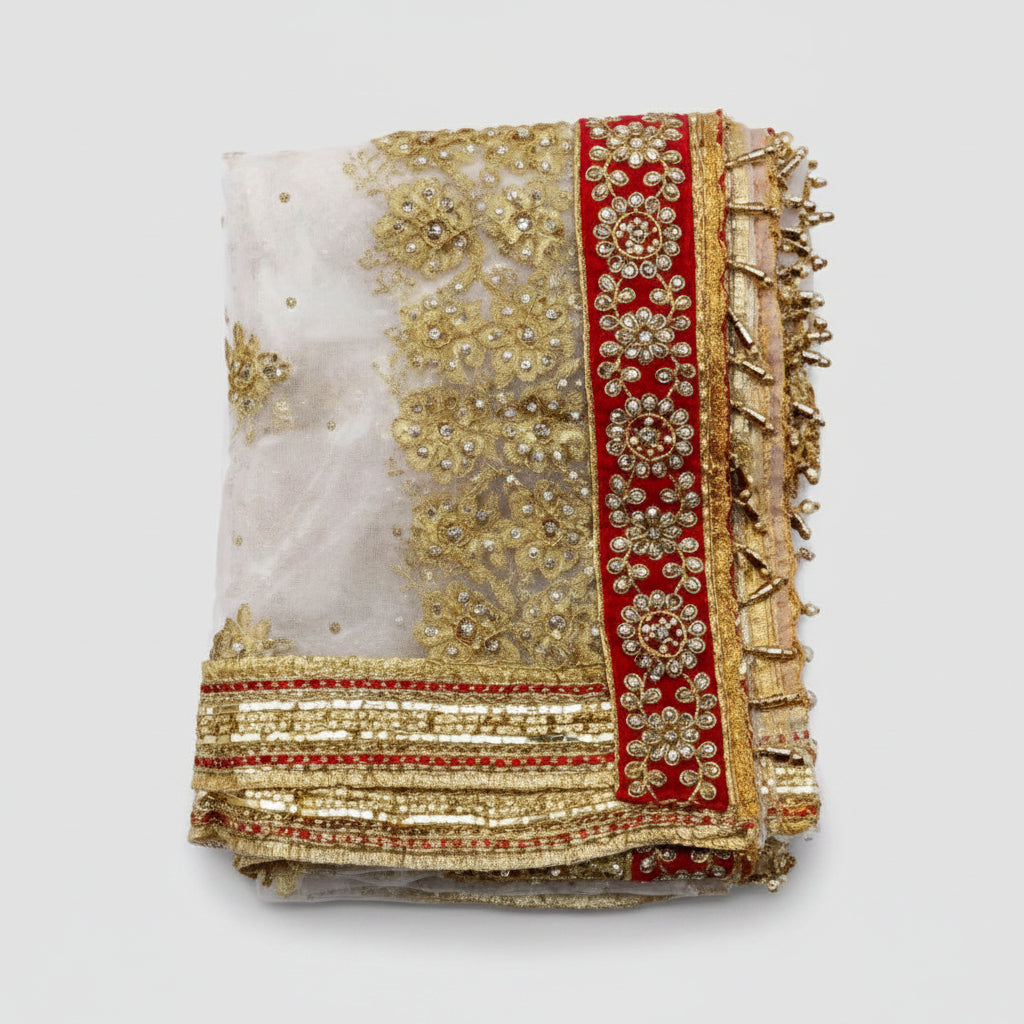 Netted Chunri (Design XIV)-White