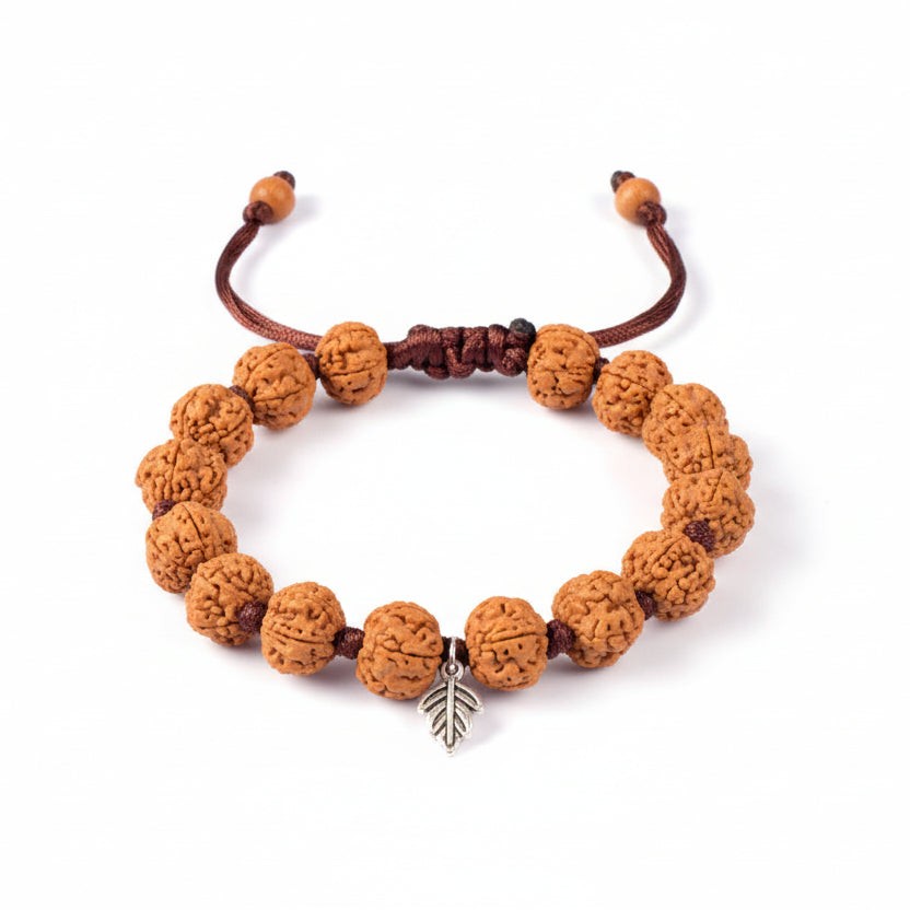 Guru (Chikna) Rudraksha Adjustable Thread Bracelet-8 mm