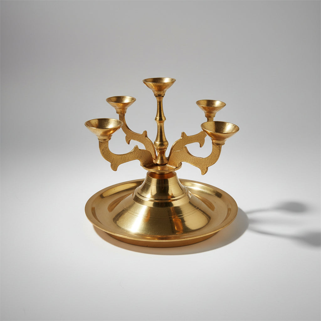 Panch Diya Lamp In Brass-Set of 2