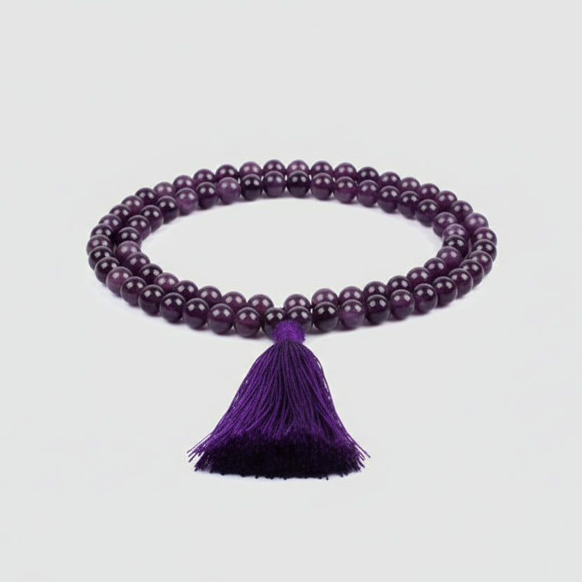 Amethyst Round Mala (8 mm)-108 Beads