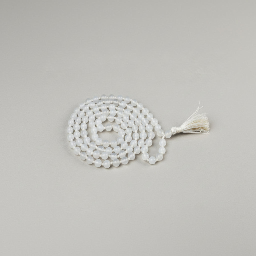 White Agate Round Mala (6 mm)