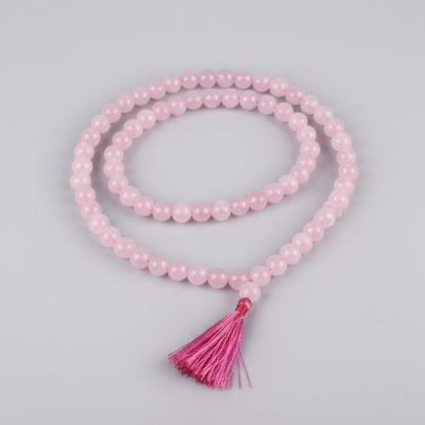 Rose Quartz Round Mala (10 mm)-72+1 Beads
