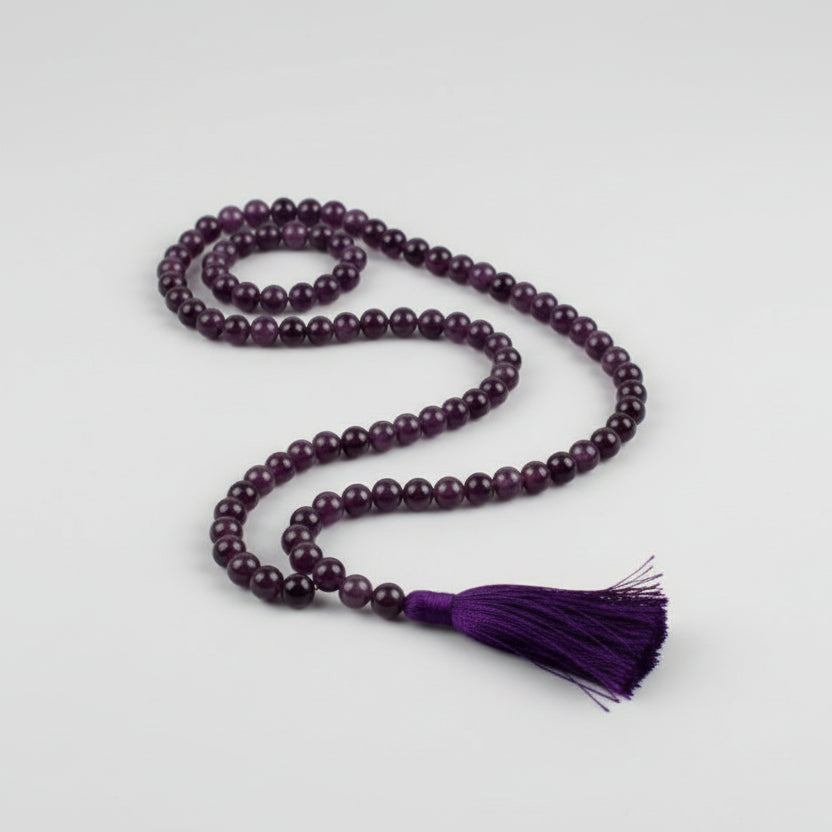Amethyst Round Mala (8 mm)-108+1 Beads