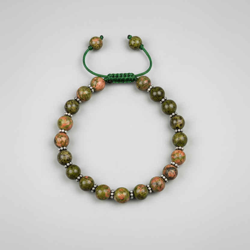 Unakite German Silver Chakri Adjustable Bracelet