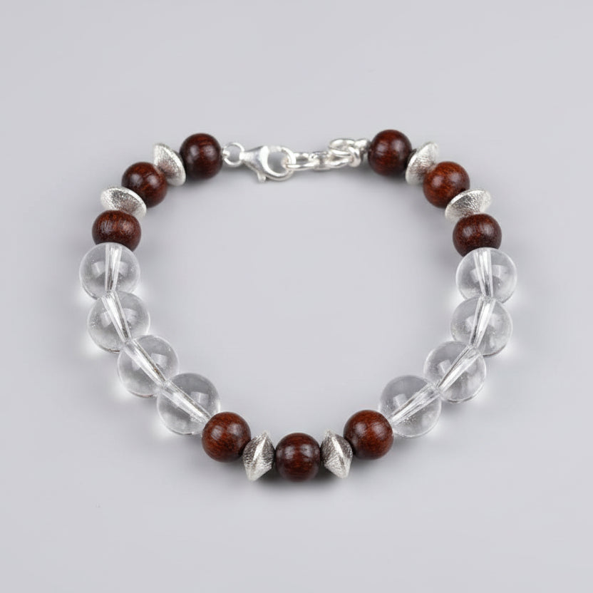 Round Sphatik & Red Sandalwood Bracelet-10 mm