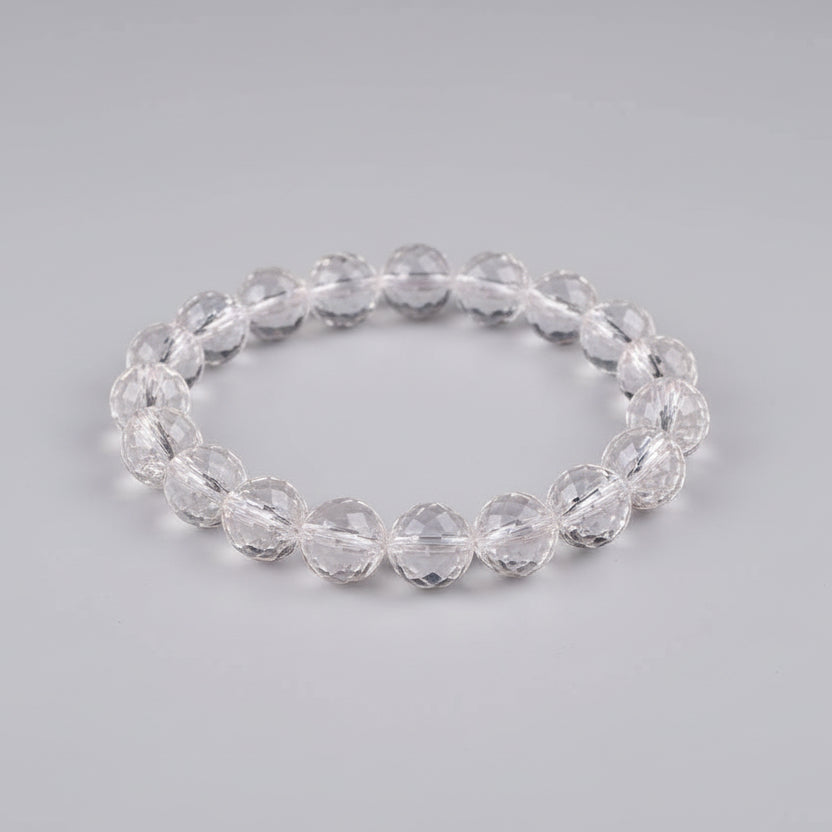 Round Faceted Sphatik Bracelet in Elastic-7 mm