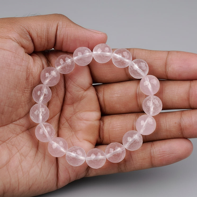 Round Faceted Sphatik Bracelet in Elastic-8 mm