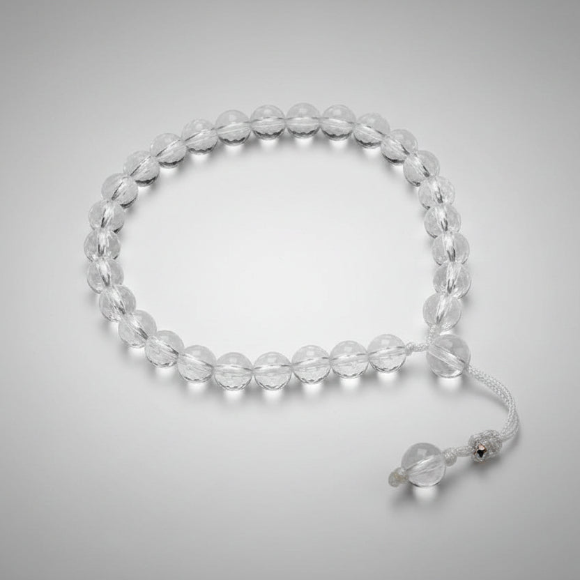 Round Faceted Sphatik Bracelet with Adjustable Thread-7 mm
