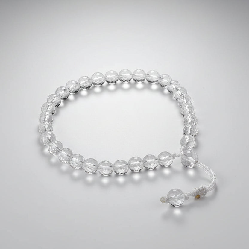 Round Faceted Sphatik Bracelet with Adjustable Thread-10 mm