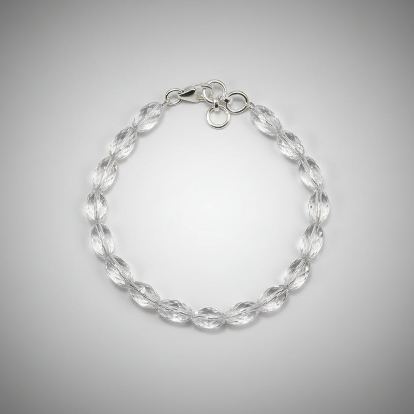 Lingam Shaped Faceted Sphatik Bracelet-Elastic
