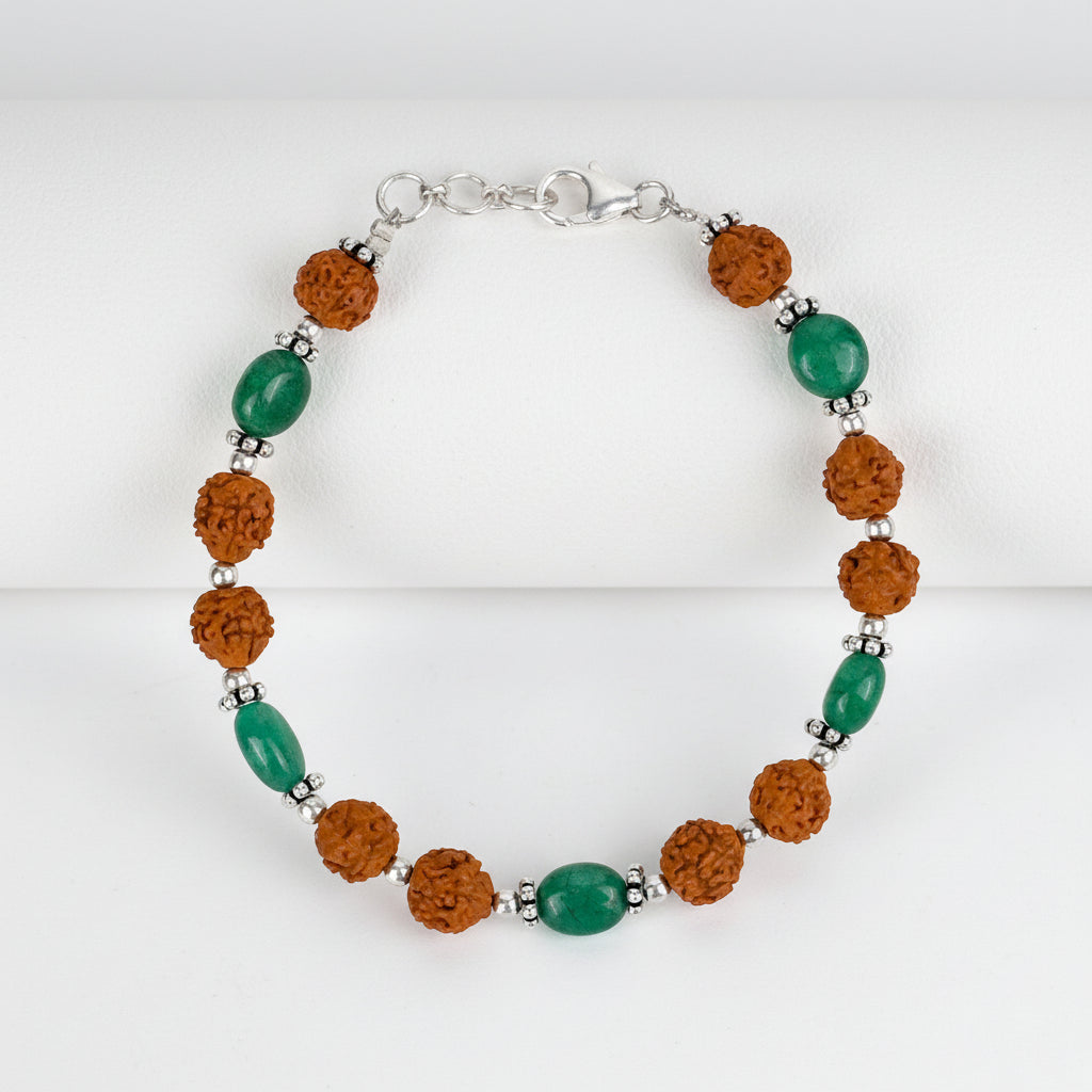 Emrald & 5 mukhi Rudraksha Bracelet