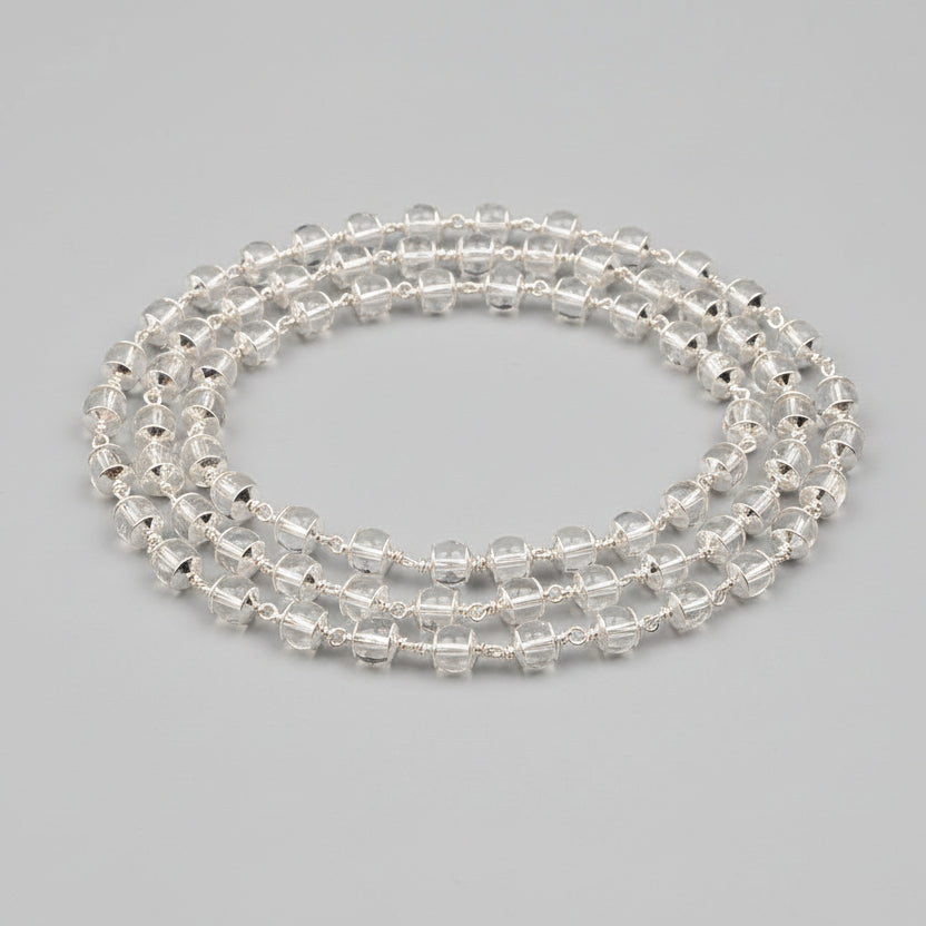Sphatik Mala in Silver Caps (6 mm)-54+1 Beads