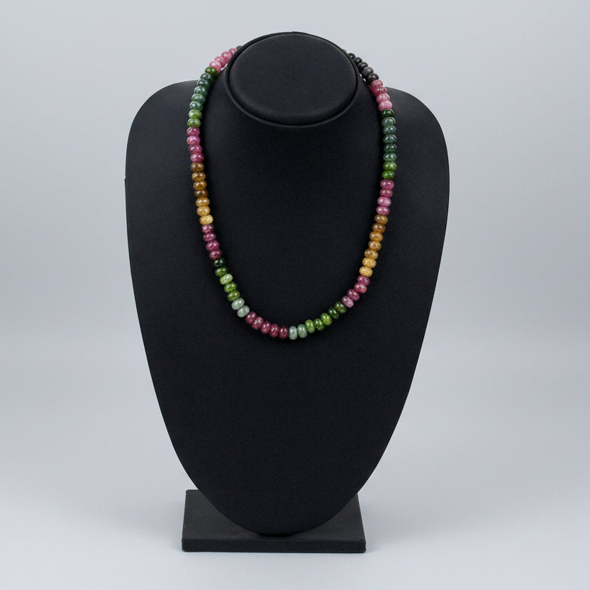 Multi Tourmaline Mala Elliptical Beads
