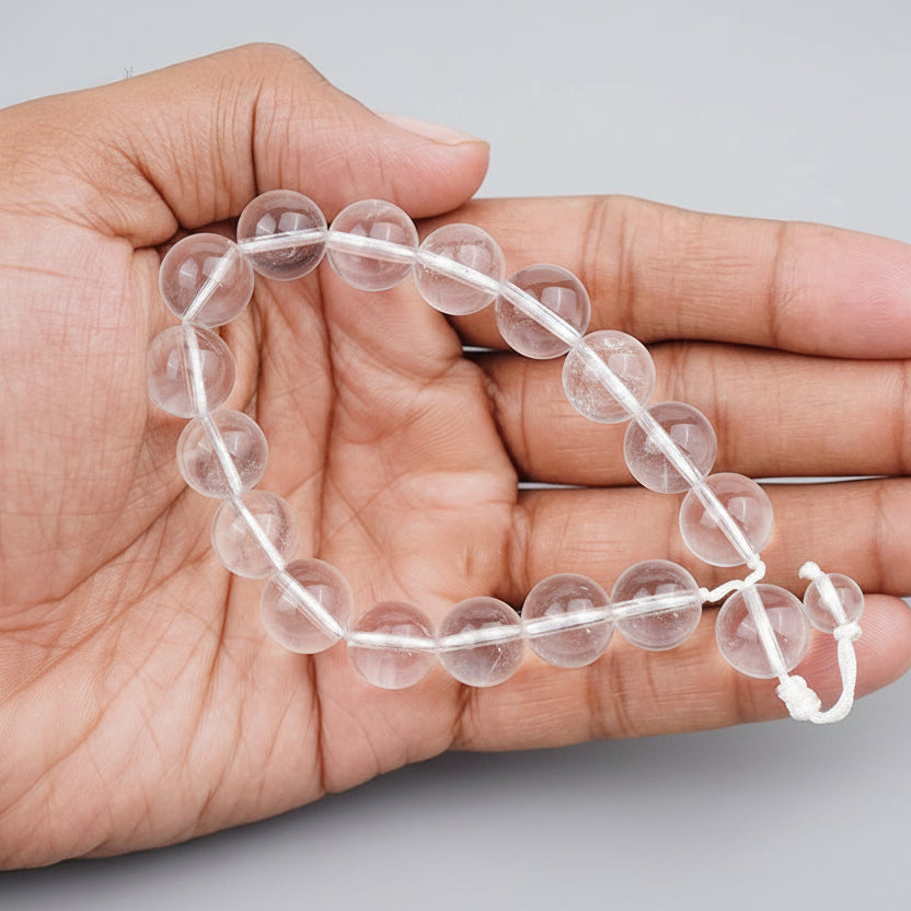 Round Sphatik Bracelet with Adjustable Thread-12 mm