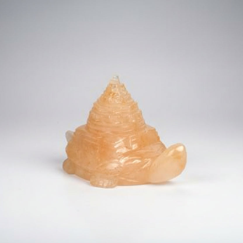 Ivory Yellow Jade Shree Yantra on Lotus 260 to 270 gms