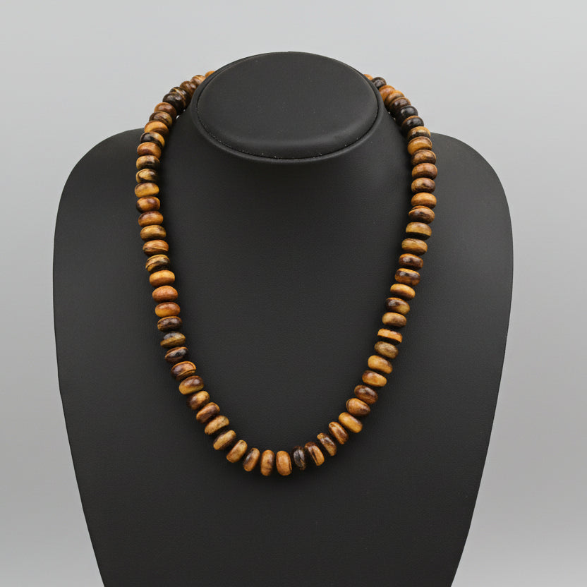 Tiger Eye Elliptical Beads Necklace-10 mm