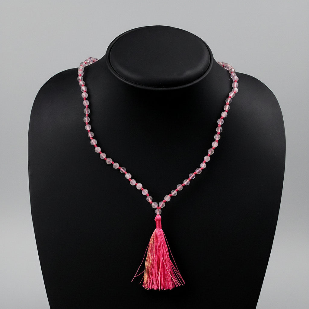 Rose Quartz Knotted Mala-14 mm
