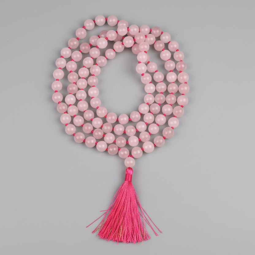 Rose Quartz Knotted Mala-8 mm