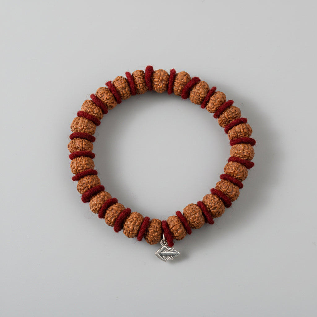 8 Mukhi Ganesha Bracelet From Java In Woolen Spacers-12 mm