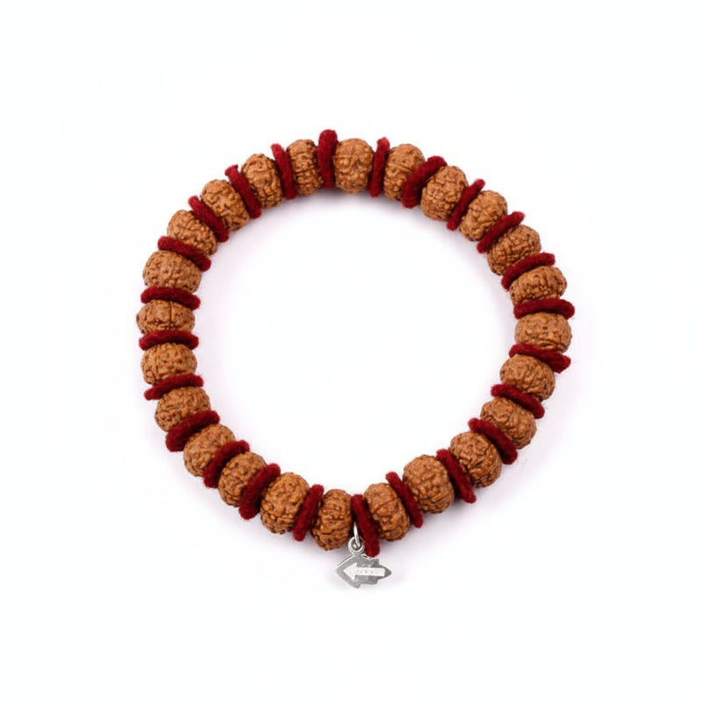8 Mukhi Ganesha Bracelet From Java In Woolen Spacers-14 mm