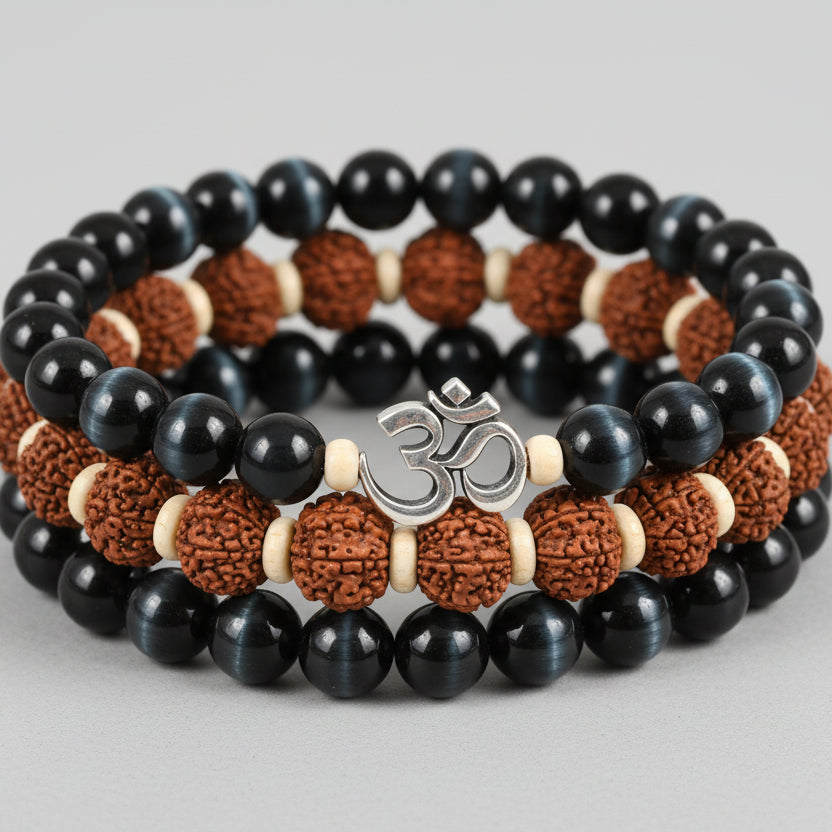 8 Mukhi Rudraksha and Cats Eye Bracelet - II