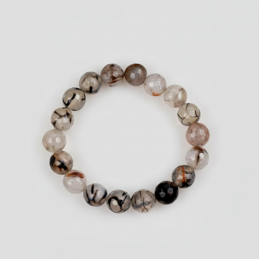 Smoky Quartz Faceted Bracelet in Elastic-8 mm