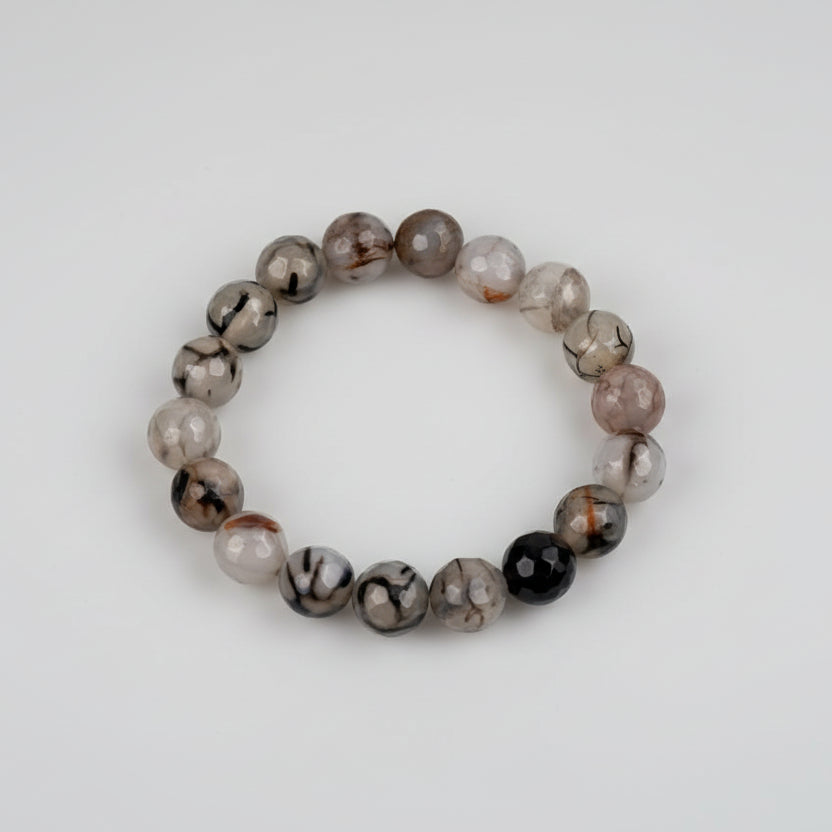 Smoky Quartz Faceted Bracelet in Elastic-6 mm