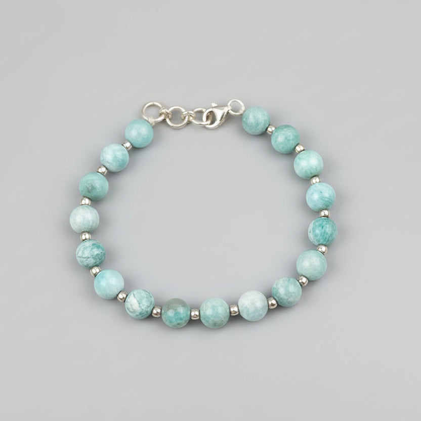 Amazonite Bracelet with Silver Ball-8 mm