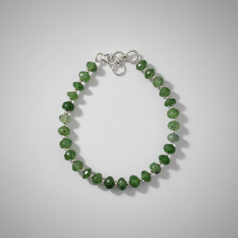 Serpentine Faceted Silver Balls Bracelet
