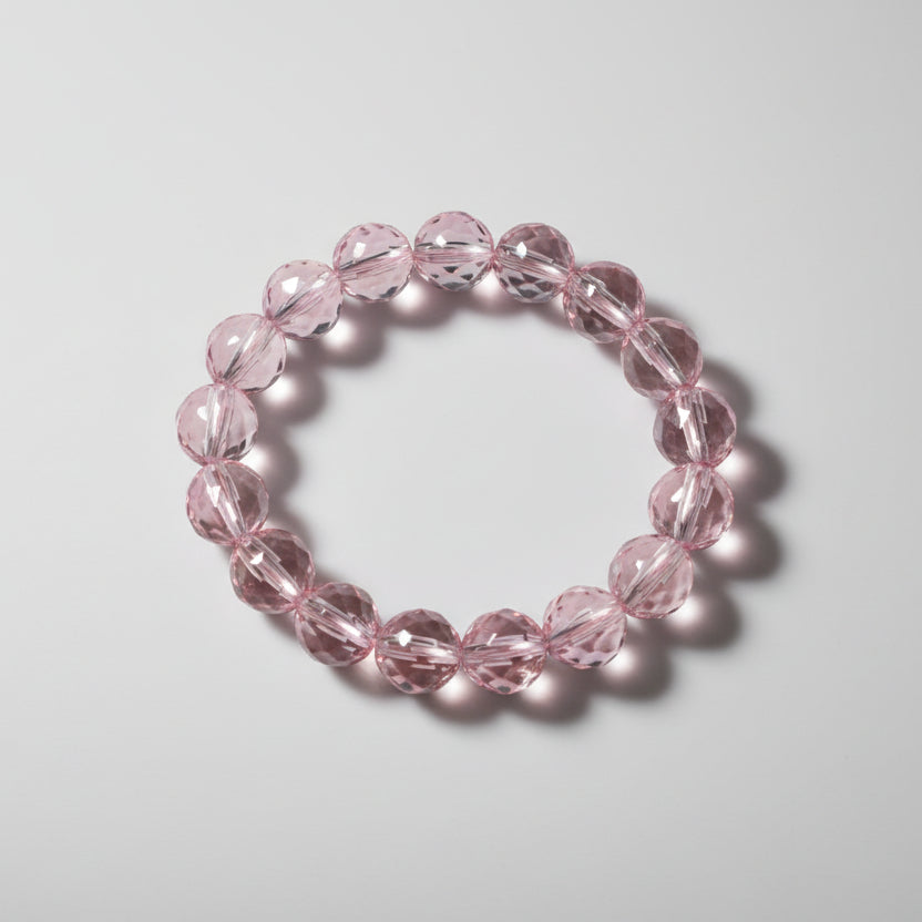 Round Faceted Sphatik Bracelet in Elastic-14 mm