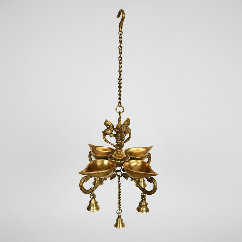 Hanging Parrot Diya With Bells