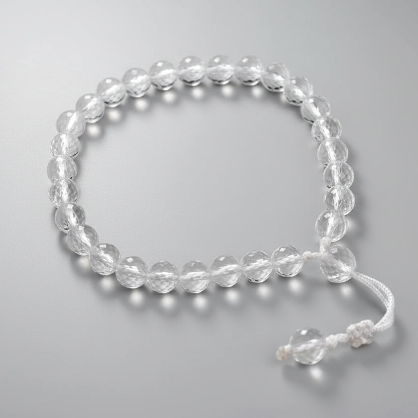 Round Faceted Sphatik Bracelet with Adjustable Thread-12 mm