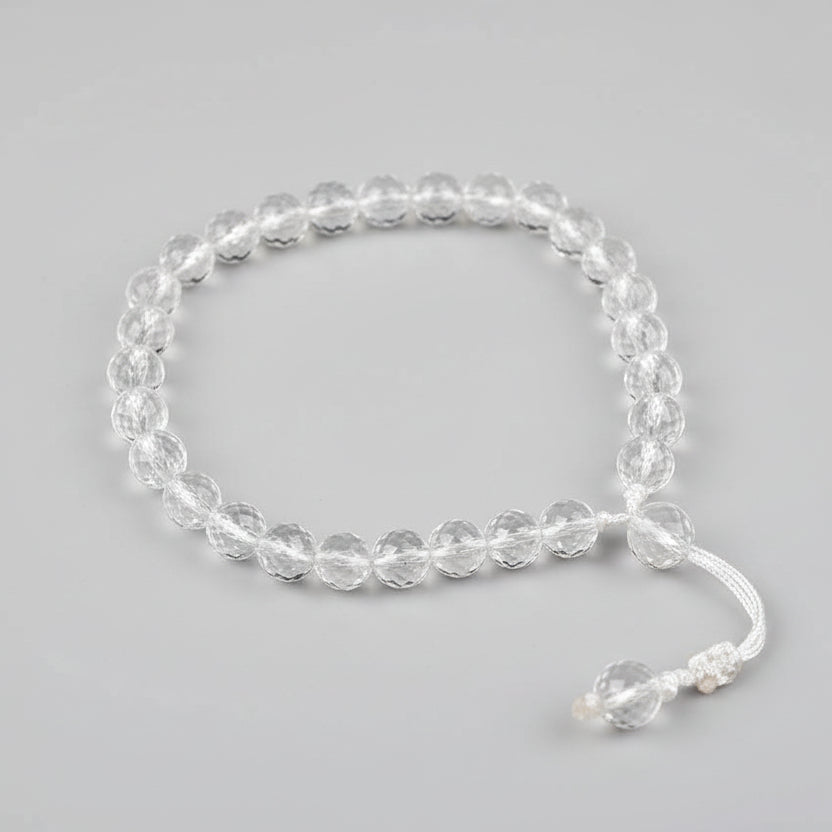 Round Faceted Sphatik Bracelet with Adjustable Thread-4 mm