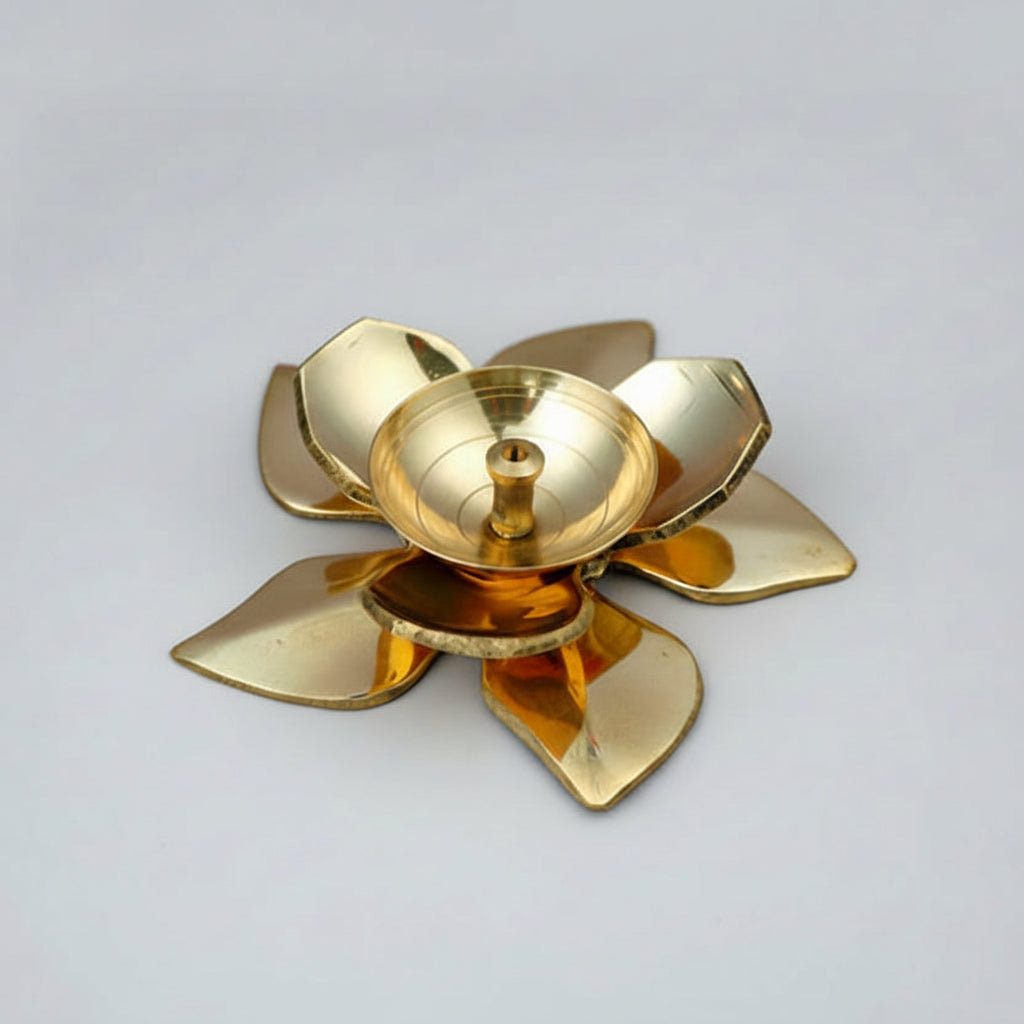 Brass Brahm Kamal Diya-Antique Finish