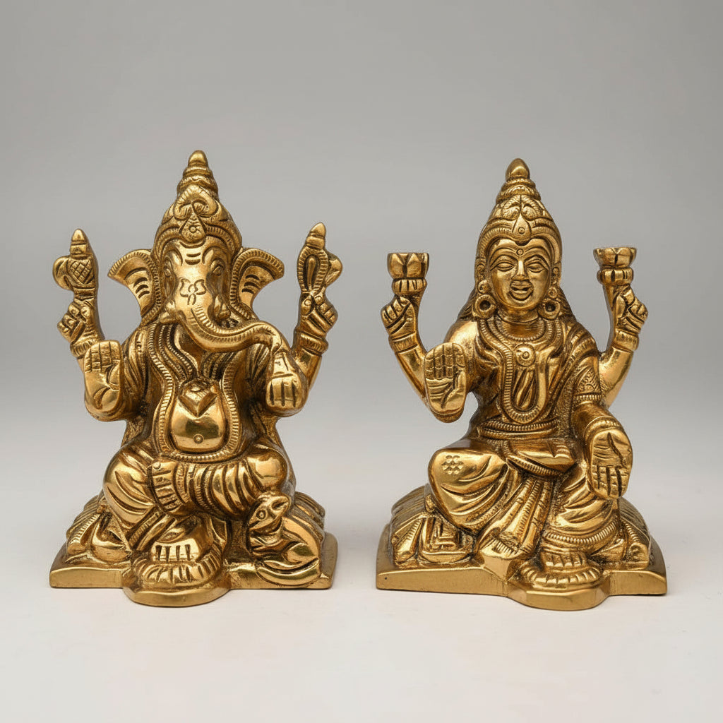 Laxmi Ganesh Brass Murti