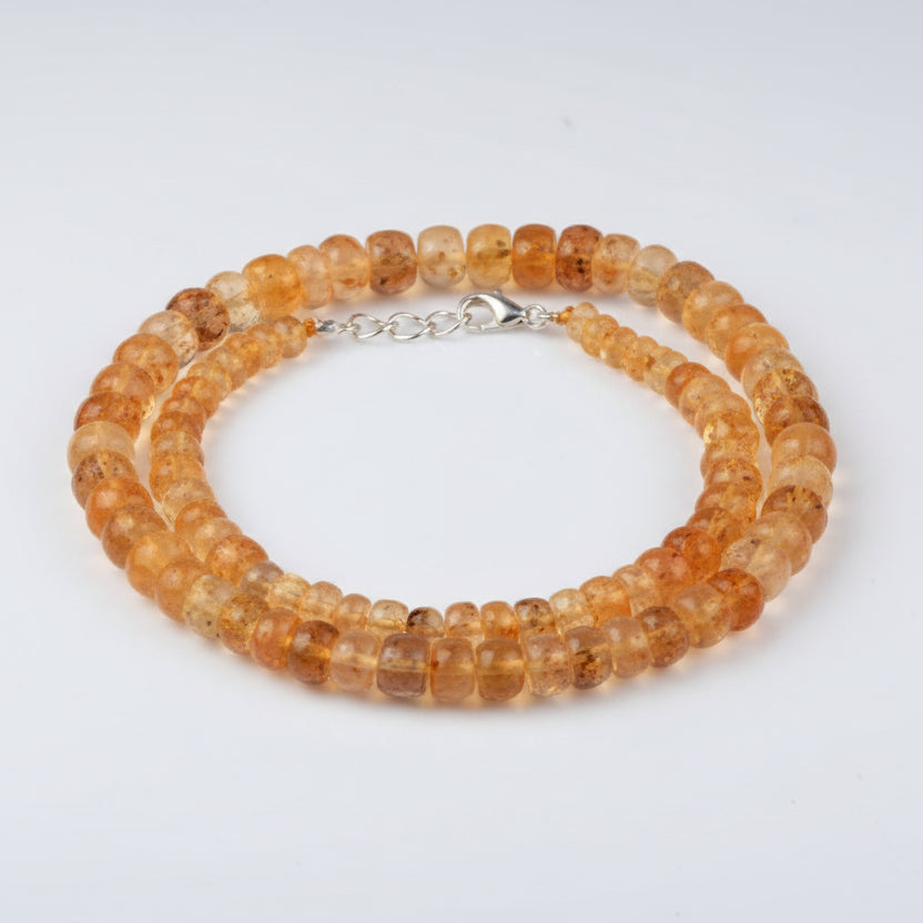 Natural Amber Button Shape Necklace