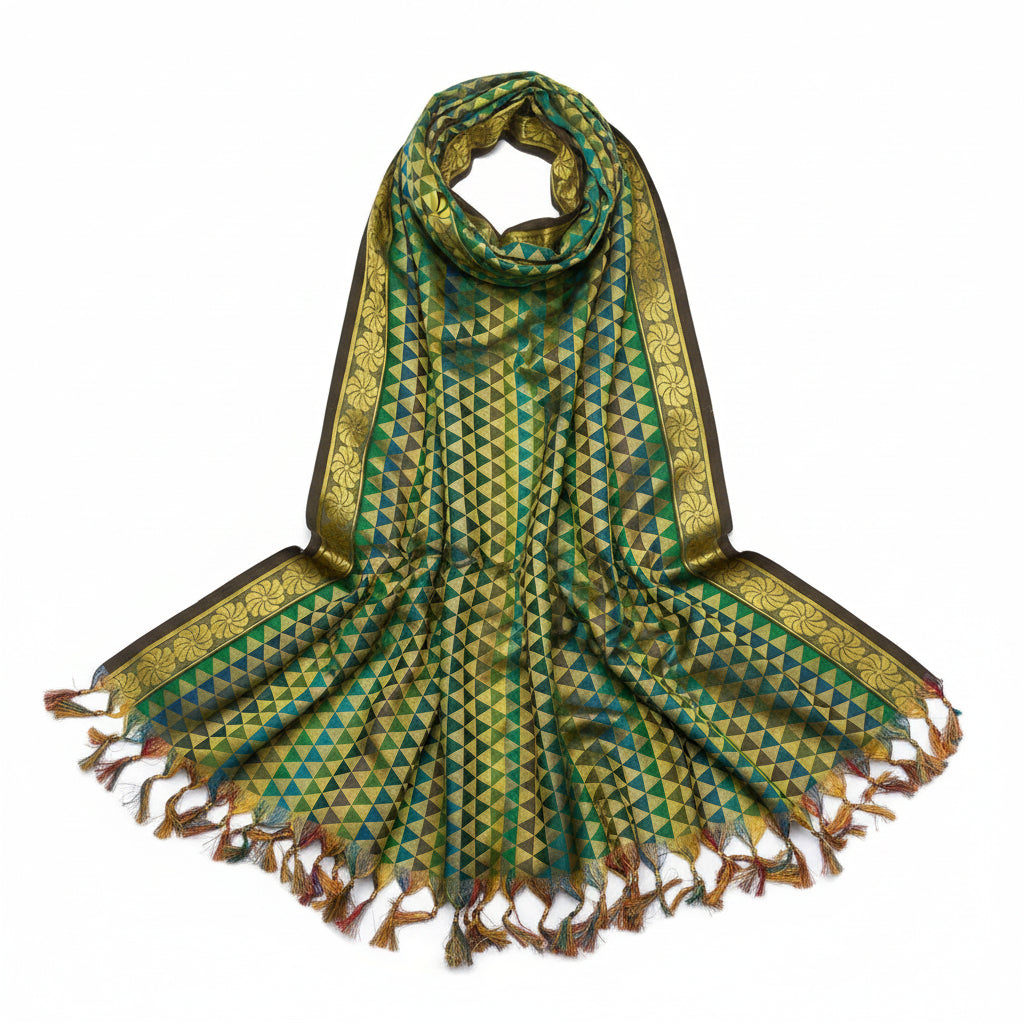 Art Silk Shawl Design XII-Blue