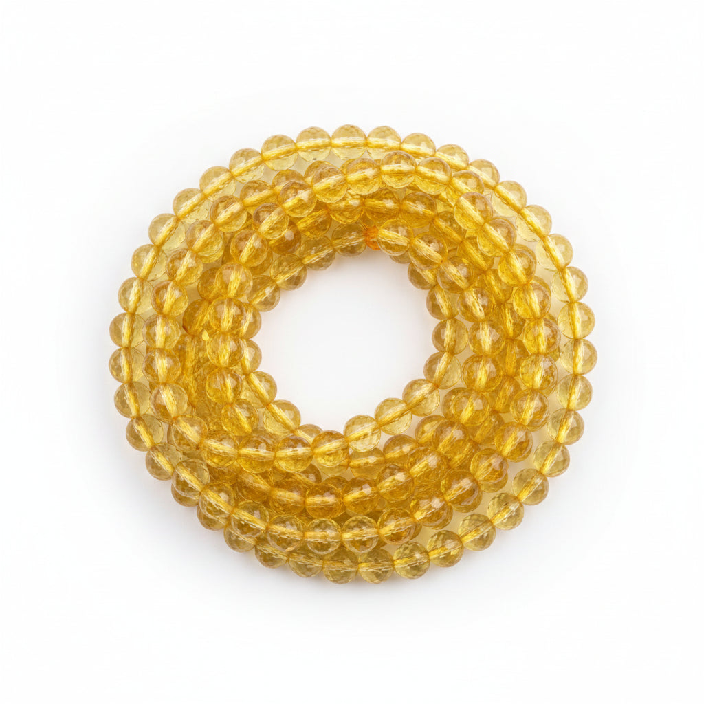 Citrine Mala Round Faceted Beads-7 mm-108+1 Beads