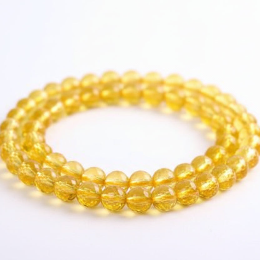 Citrine Mala Round Faceted Beads-6 mm-108 Beads