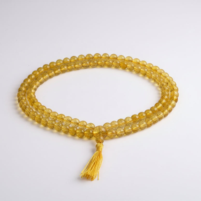 Citrine Mala Round Faceted Beads-7 mm-108 Beads