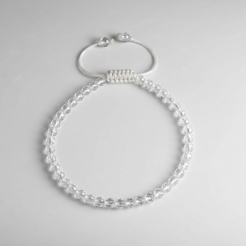 Round Faceted Sphatik Bracelet with Adjustable Thread-4 mm