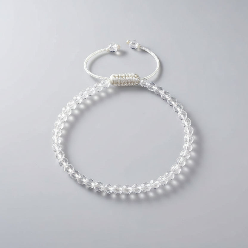 Round Faceted Sphatik Bracelet with Adjustable Thread-10 mm