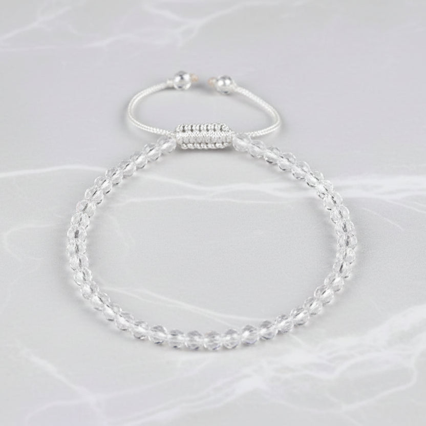 Round Faceted Sphatik Bracelet with Adjustable Thread-12 mm