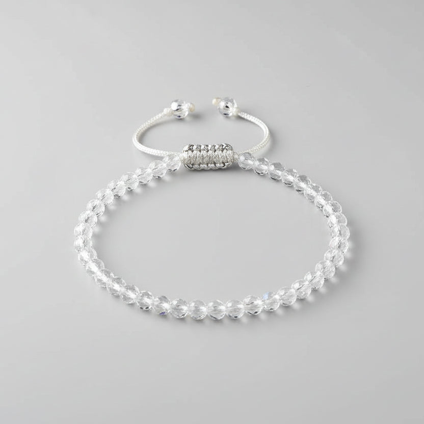 Round Faceted Sphatik Bracelet with Adjustable Thread-8 mm