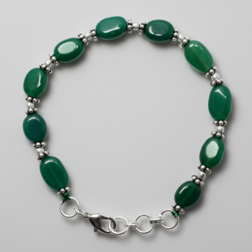 Green Onyx Oval Bracelet - 8 mm - Design I