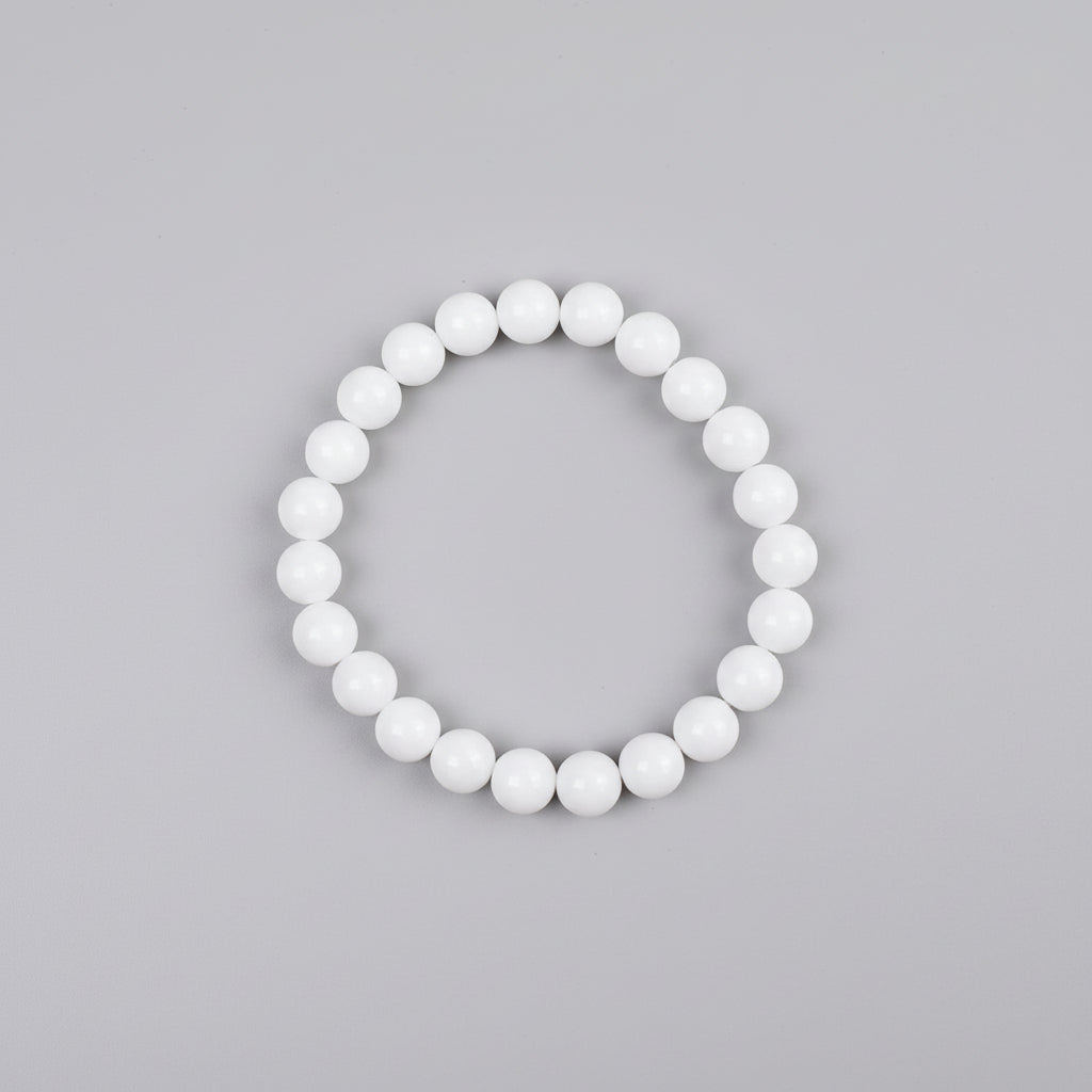 White Agate Bracelet in Elastic